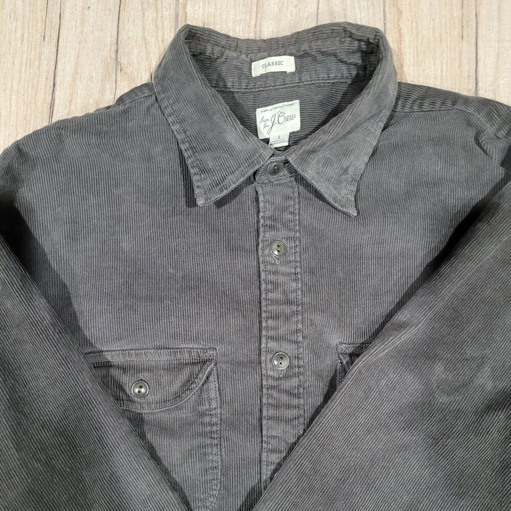 J. Crew classic fit grey corduroy shirt